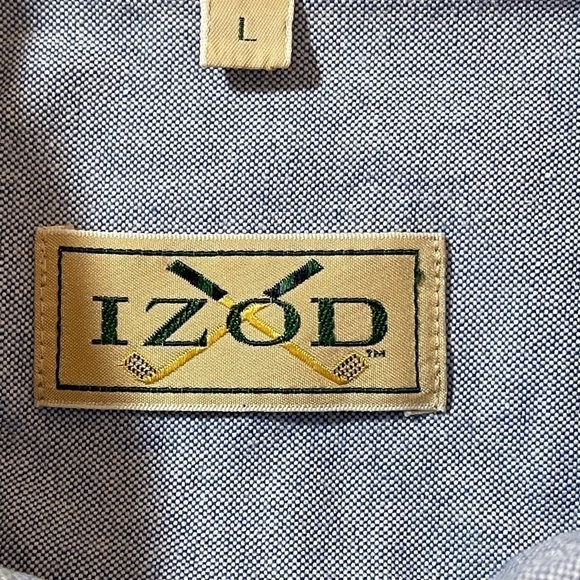 Vintage IZOD Golf Button Down Oxford Shirt Men’s LARGE Blue Long Sleeve Logo - Picture 11 of 11